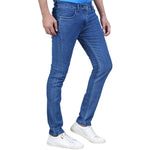 Men's Blue Denim Solid Regular Fit Jeans