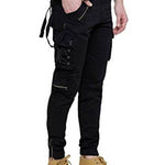 Men's Black Cotton Blend Solid Regular Fit Cargo