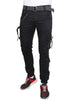 Men's Black Cotton Blend Solid Regular Fit Cargo