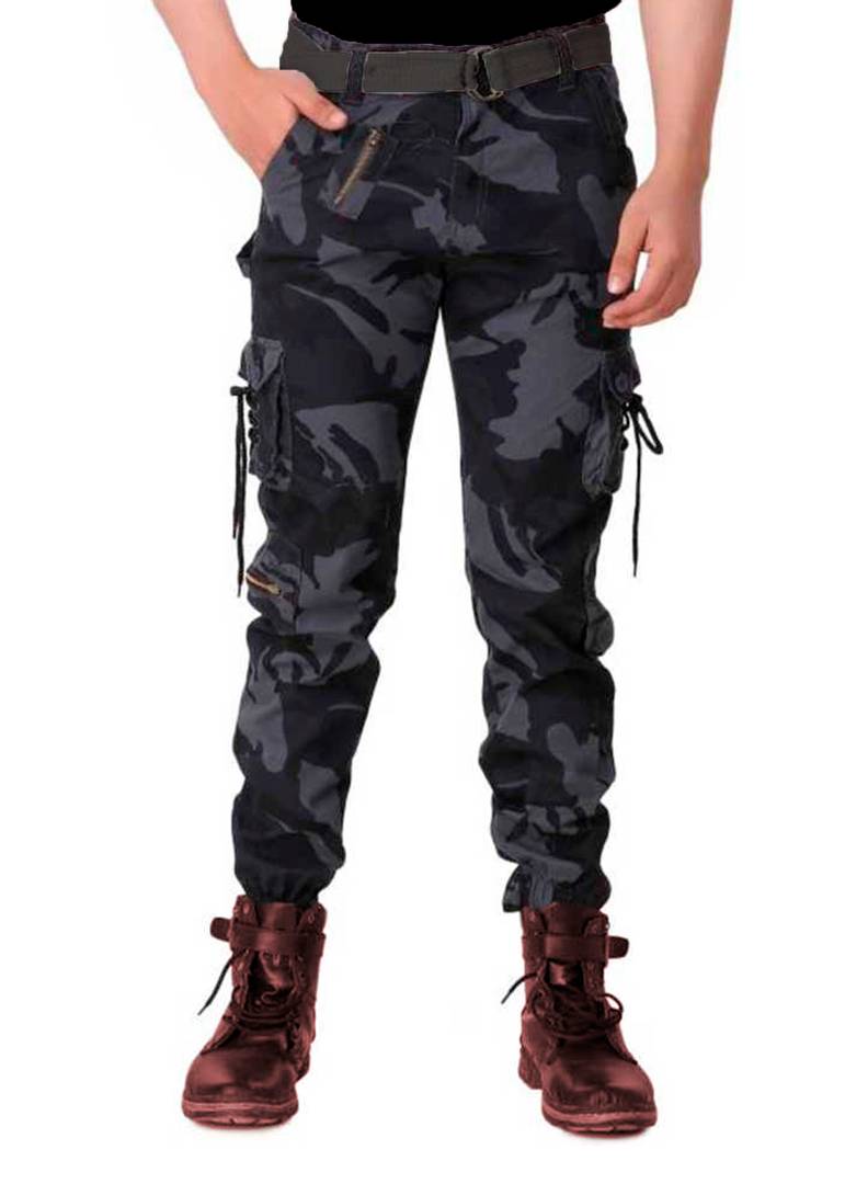 Men's Multicoloured Cotton Blend Printed Regular Fit Cargo