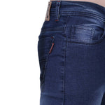Men's Blue Cotton Blend Faded Slim Fit Jeans