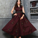 Ravishing Art Silk Embroidery and Stone Work Gown