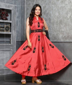 Ravishing Art Silk Embroidery and Stone Work Gown