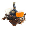Wooden Cart Shaped 1 Wine Bottle and 2 Glass Holder Handmade Wooden Cart for Gift Table Item