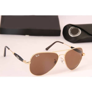 Brown Metal Aviator Sunglasses For Men's