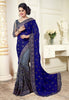 Chicplus Designer Navy Poly Georgette Bollywood Embroidered Saree with Blouse piece