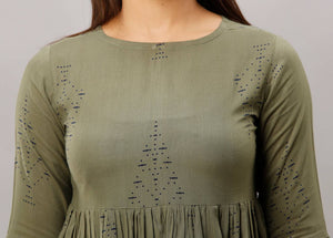 Women Flare Sleeve Printed Rayon Top