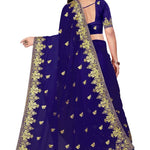 Blue Georgette Embroidered  Saree with Blouse piece