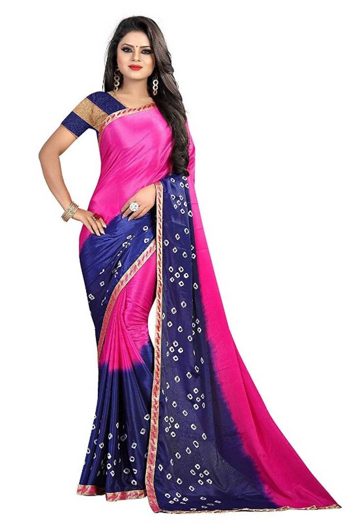 Women's printed art silk saree With Lace Border