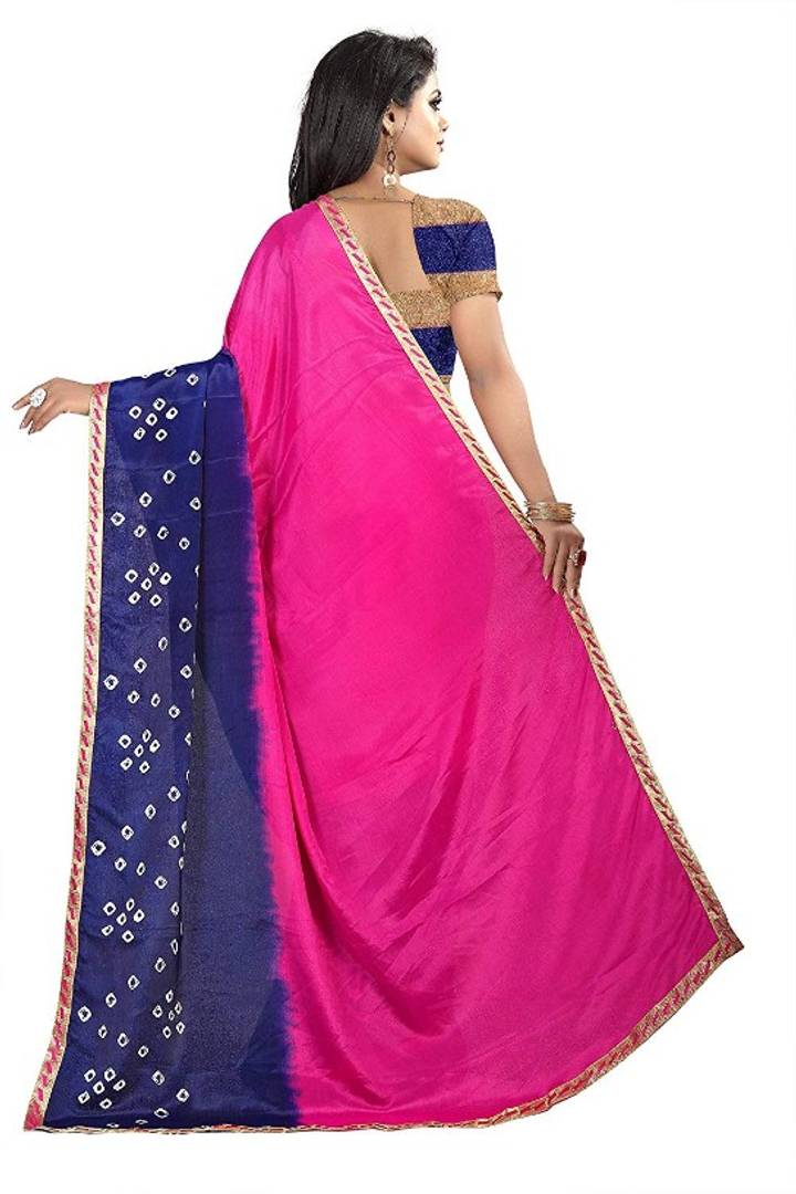 Women's printed art silk saree With Lace Border