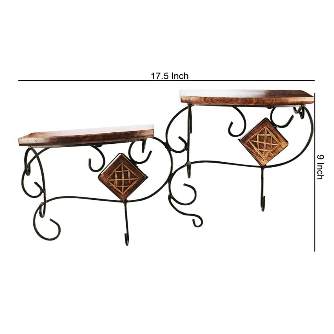 Wooden and Wrought Iron Wall Bracket
