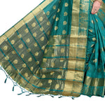 Green Self Pattern Banarasi Silk Saree With Blouse Piece