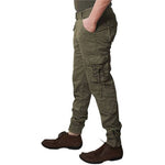 Men's Green Cotton Blend Mid-Rise Solid Regular Fit Cargo