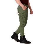 Men's Green Cotton Blend Mid-Rise Solid Regular Fit Cargo
