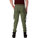 Men's Green Cotton Blend Mid-Rise Solid Regular Fit Cargo