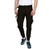 Men's Black Cotton Blend Mid-Rise Solid Regular Fit Cargo