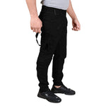 Men's Black Cotton Blend Mid-Rise Solid Regular Fit Cargo