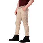 Men's Golden Cotton Blend Mid-Rise Solid Regular Fit Cargo