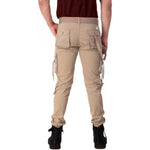 Men's Golden Cotton Blend Mid-Rise Solid Regular Fit Cargo