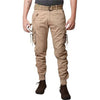 Men's Golden Cotton Blend Mid-Rise Solid Regular Fit Cargo