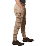 Men's Golden Cotton Blend Mid-Rise Solid Regular Fit Cargo