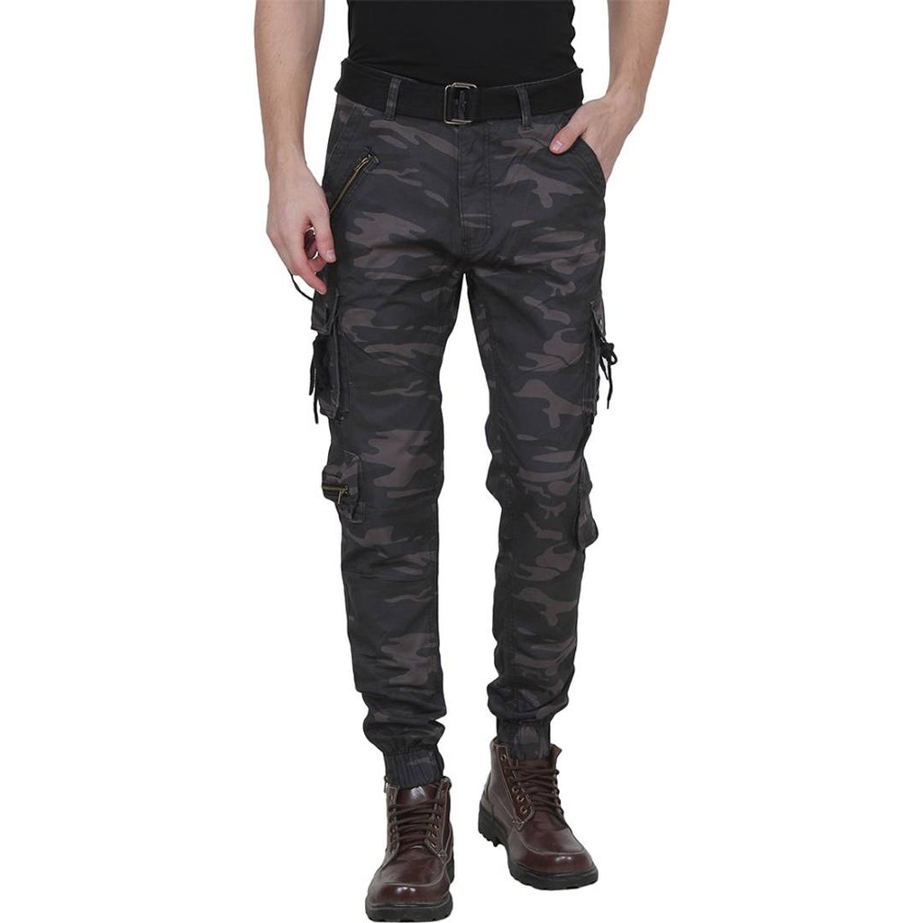 Men's Multicoloured Cotton Blend Mid-Rise Printed Regular Fit Cargo