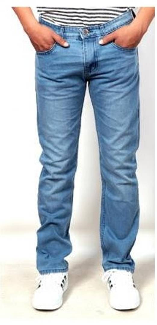 Men's Blue Cotton Spandex Solid Regular Fit Jeans