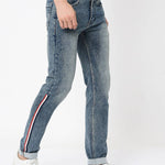 Men's Grey Denim Faded Slim Fit Low-Rise Jeans