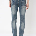 Men's Grey Denim Faded Slim Fit Low-Rise Jeans