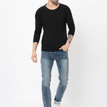 Men's Grey Denim Faded Slim Fit Low-Rise Jeans