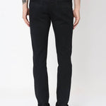 Men's Black Cotton Blend Solid Slim Fit Casual Trouser