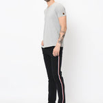 Men's Black Cotton Blend Solid Slim Fit Casual Trouser