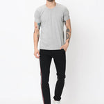 Men's Black Cotton Blend Solid Slim Fit Casual Trouser