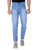 Men's Blue Denim Faded Slim Fit Low-Rise Jeans