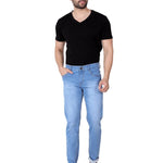 Men's Blue Denim Faded Slim Fit Low-Rise Jeans