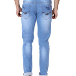 Men's Blue Denim Faded Slim Fit Low-Rise Jeans
