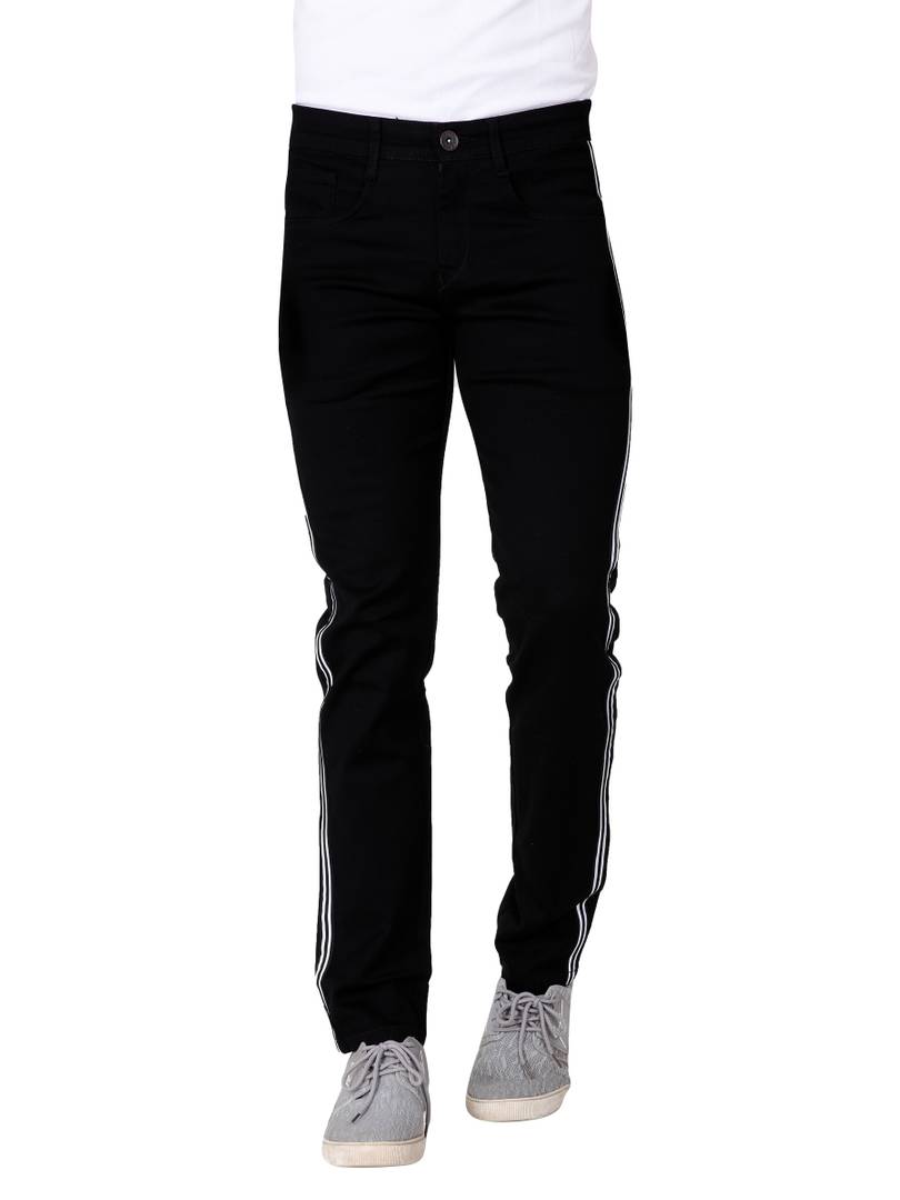 Men's Black Denim Solid Slim Fit Low-Rise Jeans