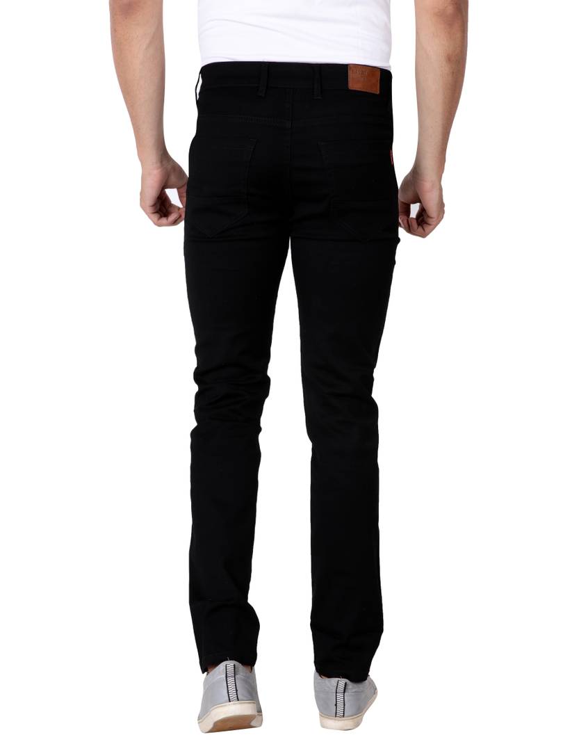 Men's Black Denim Solid Slim Fit Low-Rise Jeans