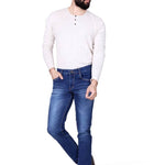 Men's Blue Denim Faded Slim Fit Low-Rise Jeans