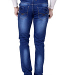 Men's Blue Denim Faded Slim Fit Low-Rise Jeans