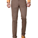 Men's Brown Cotton Solid Slim Fit Chinos