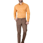 Men's Brown Cotton Solid Slim Fit Chinos