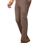 Men's Brown Cotton Solid Slim Fit Chinos