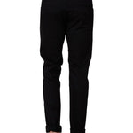 Men's Black Cotton Solid Slim Fit Chinos
