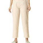 Women's Off White Cotton Solid Pant