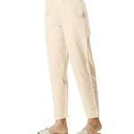 Women's Off White Cotton Solid Pant