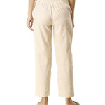 Women's Off White Cotton Solid Pant