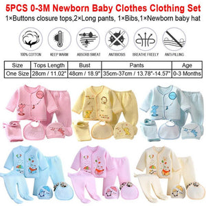 Newborn Baby Boys Girls ( 5pcs/set) Infant Underwear Set Unisex Clothing Suit (Random Color)