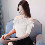 Women White Rayon Crepe Off Shoulder Top