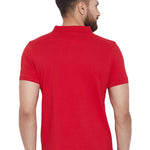 Men's Red Cotton Blend Solid Polos T-Shirt